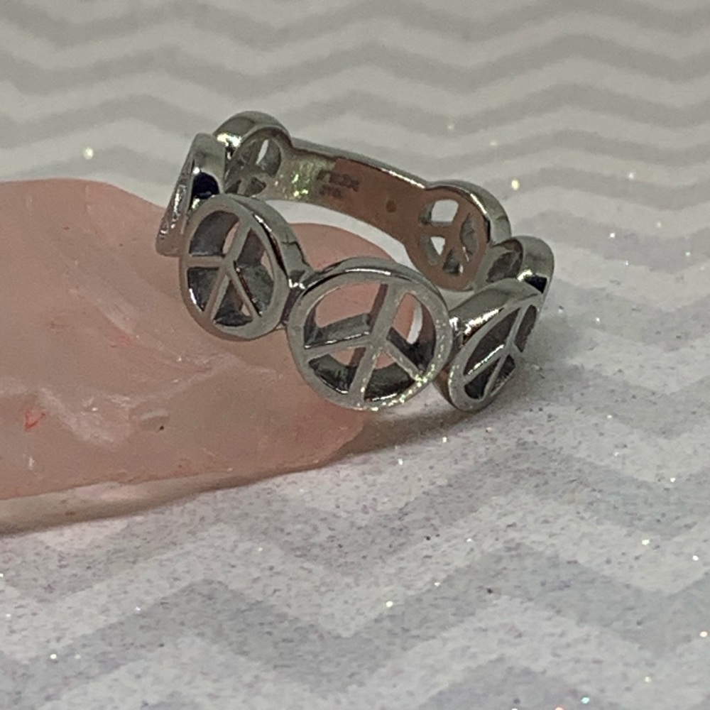 Women’s Peace Sign INOX Surgical Steel Ring NEW
